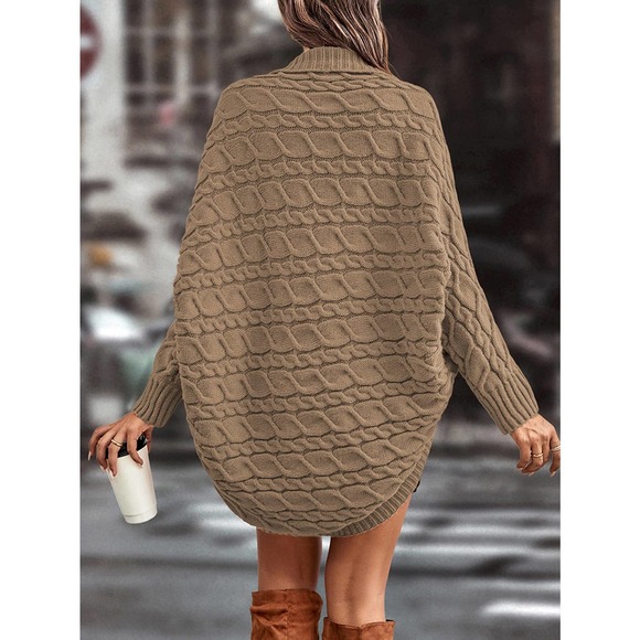 Shawl Collar Cable Knit Batwing Sleeve Duster Cardigan sweater black oversized - Picture 9 of 11